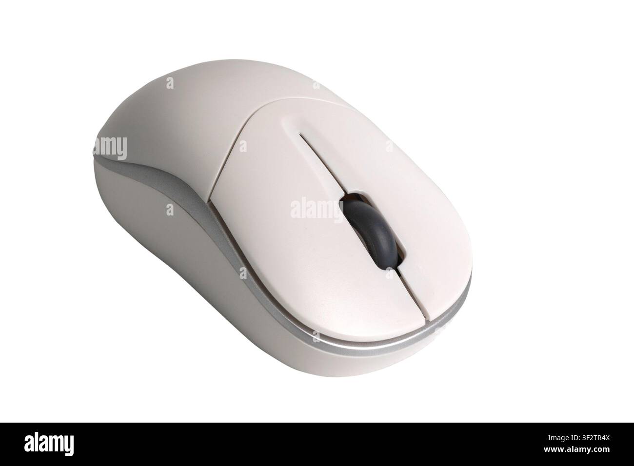 White wireless computer mouse with scroll wheel on transparent background Stock Photo