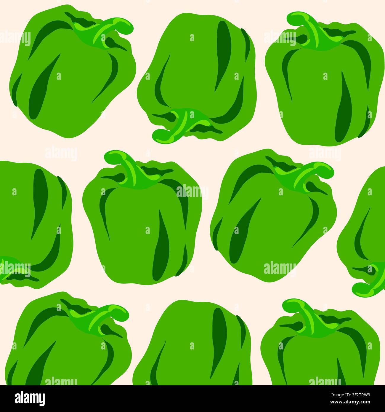 Vector seamless pattern with a bell pepper branch. Simple, colorful pattern from a bell pepper. green bell pepper Stock Vector