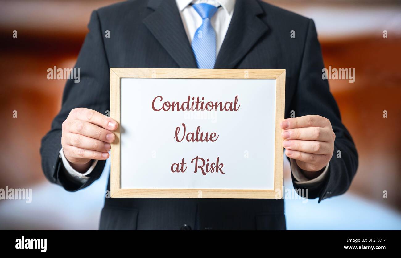 Conditional Value at Risk. Financial analysts evaluating potential market losses through probability models, predictive analytics, volatility forecast Stock Photo