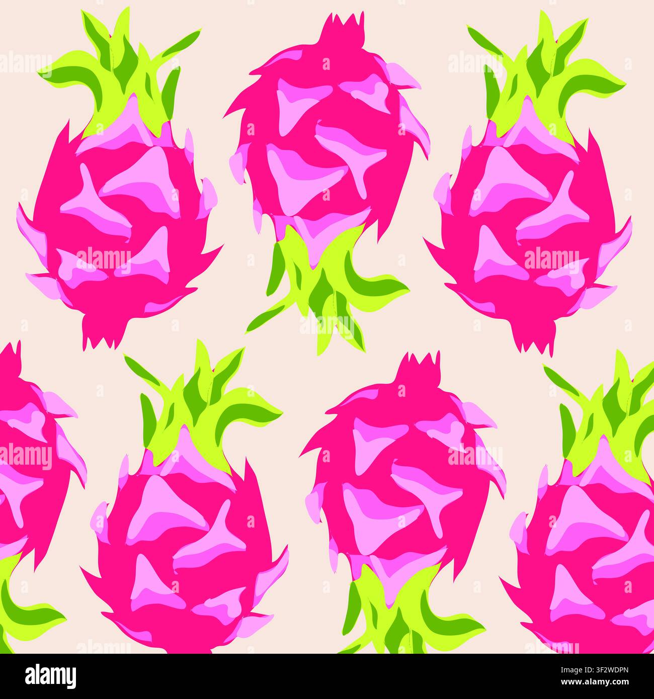 vector illustration. EPS format, Vector seamless pattern with a dragon fruit. Simple, colorful pattern from a dragon fruit. Stock Vector
