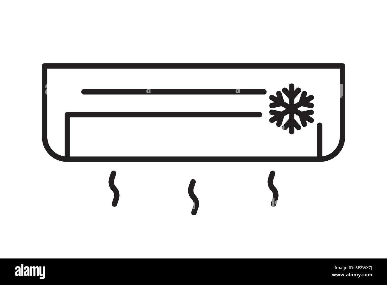 air conditioner line icon,  minimal outline symbol of wall mounted AC unit for cooling, climate control and HVAC systems- vector illustration Stock Vector