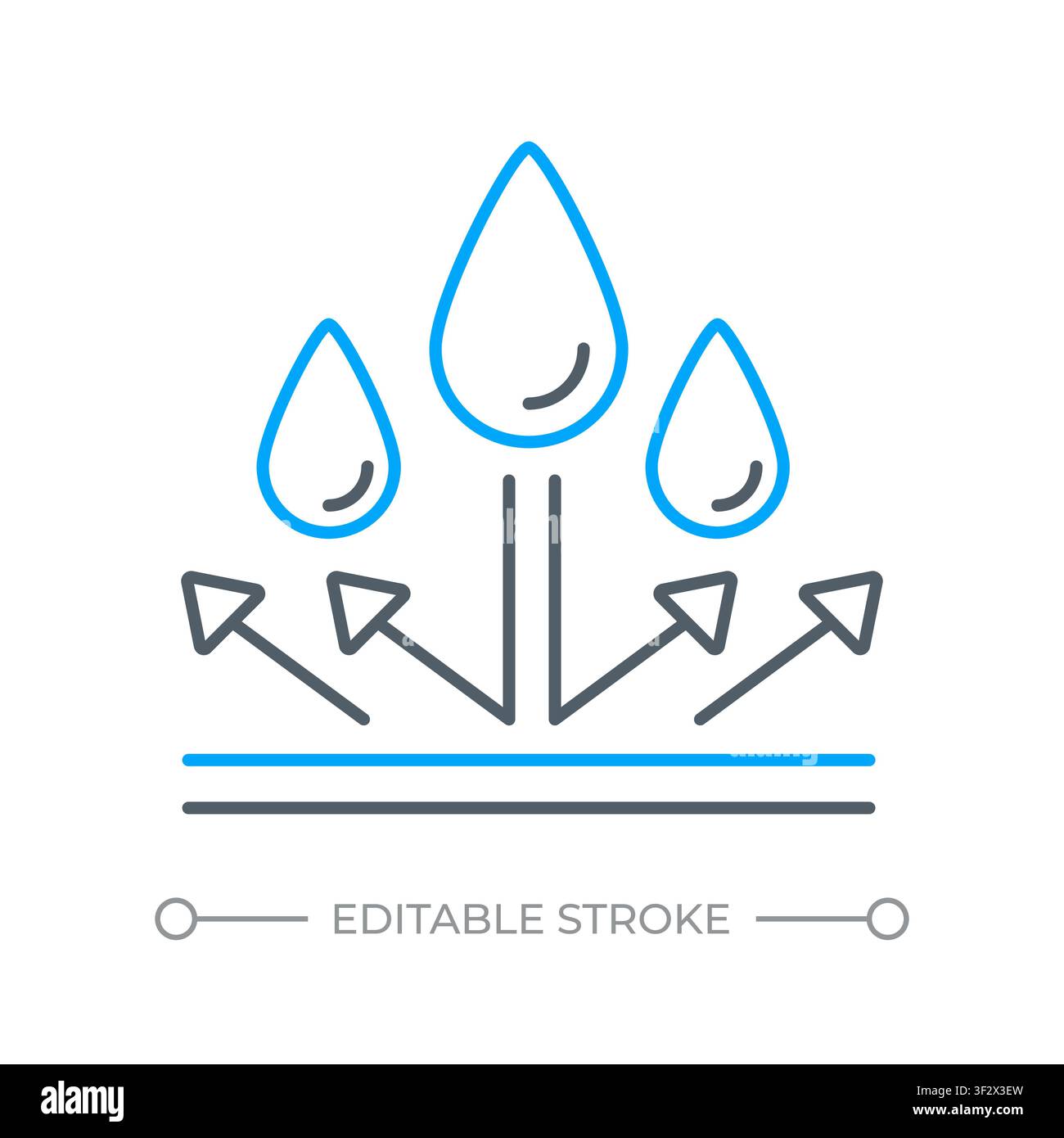 Waterproofing technology features two color line icon Stock Vector
