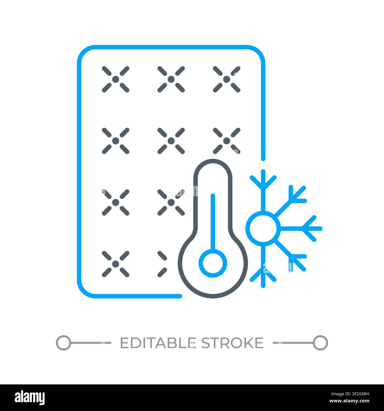 Smart cooling sleep tech two color line icon Stock Vector