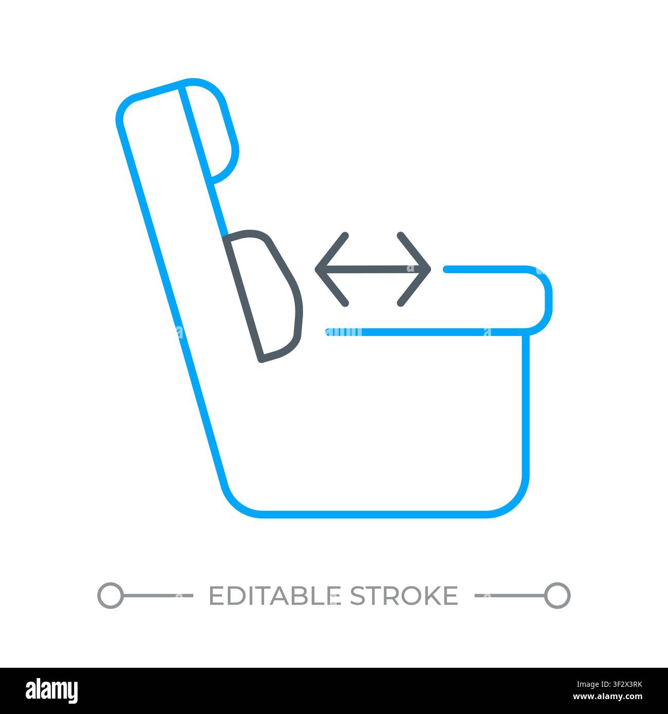 Ergonomic seat depth adjustability two color line icon Stock Vector