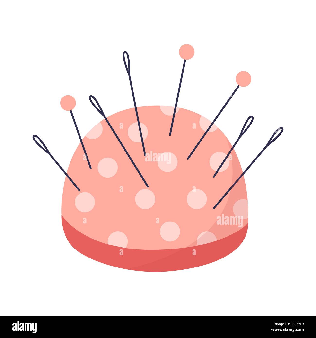 Pin cushion with sewing needles Stock Vector