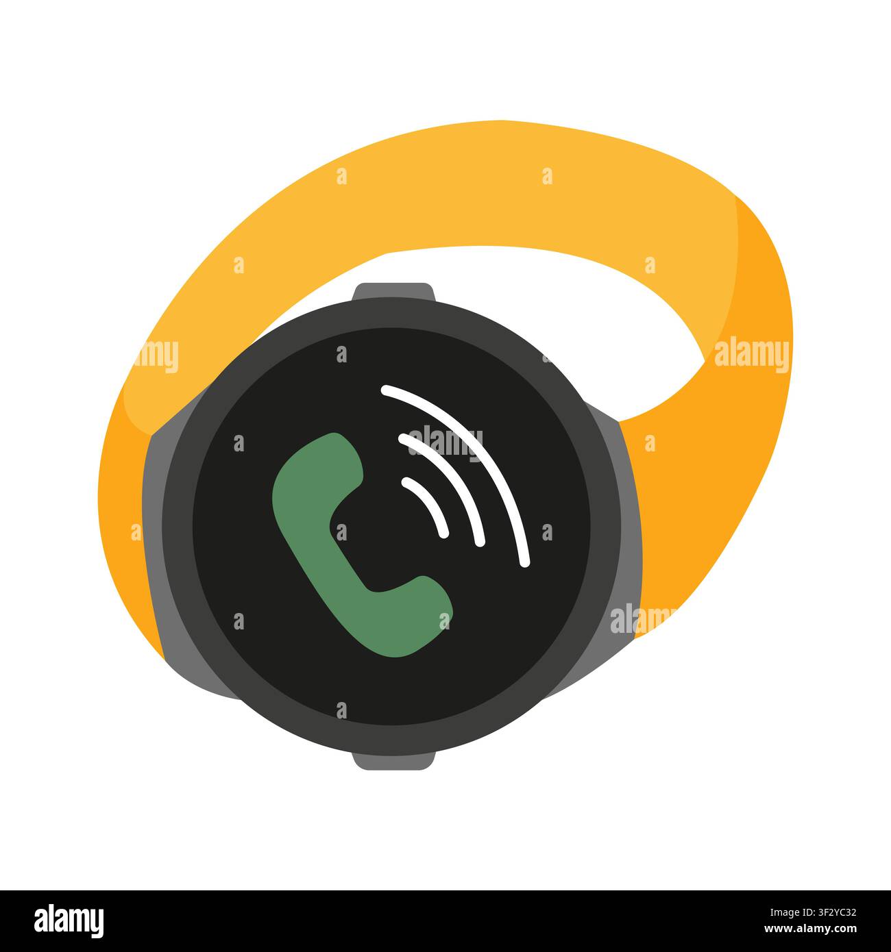 Smart watch with incoming call flat Stock Vector