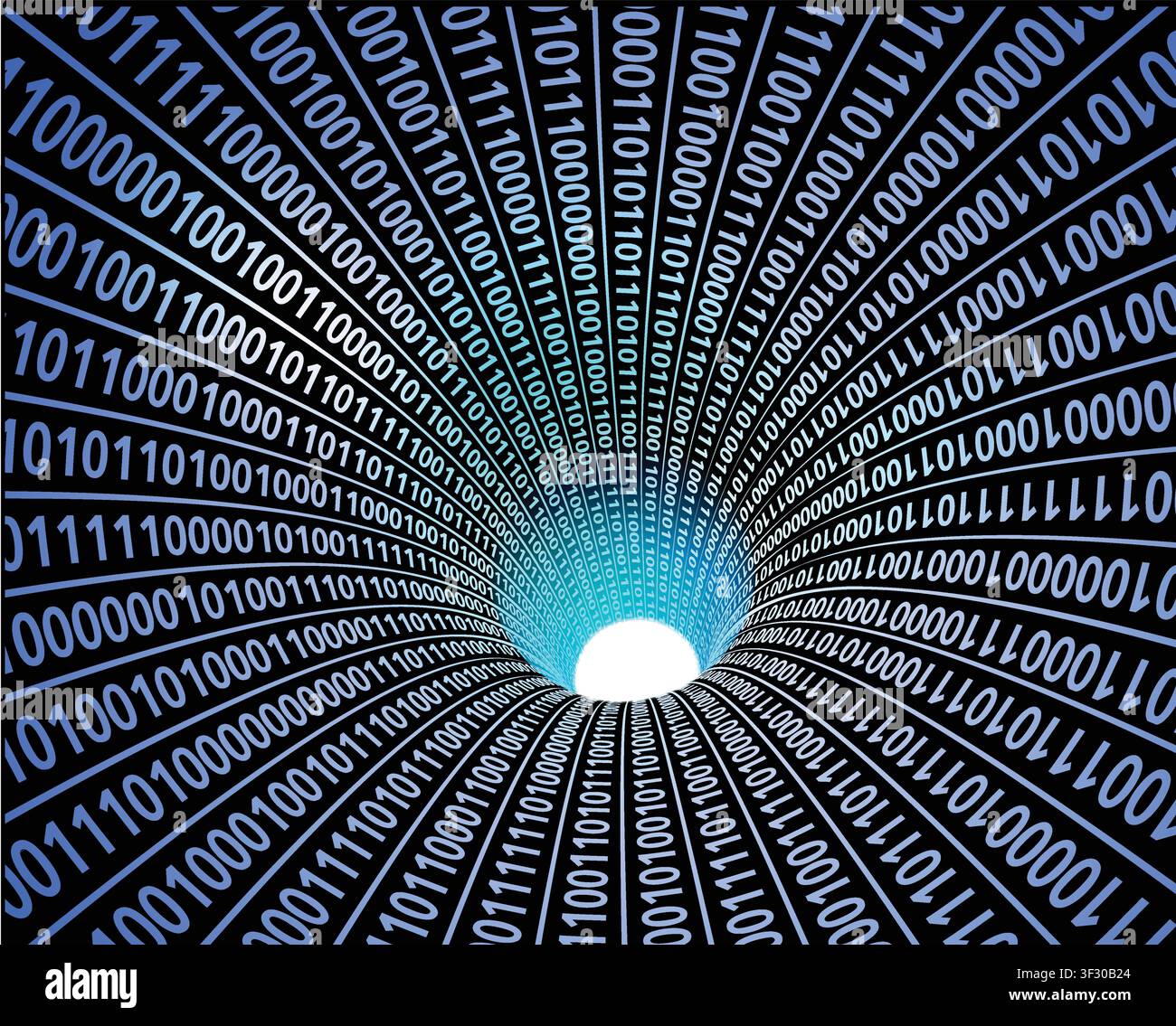 Binary Data Tunnel Abstract Technology Background Stock Vector