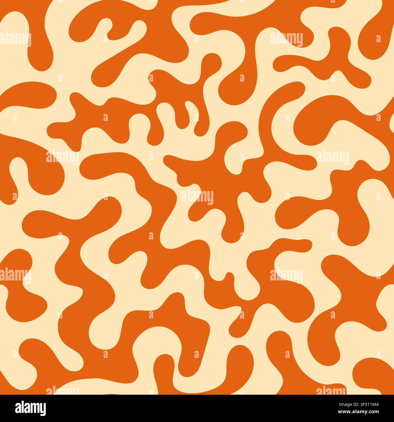 Organic coral seamless orange color pattern. Stock Vector