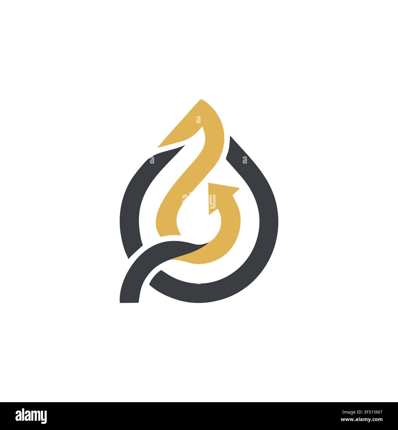 Modern Professional Abstract Drop Flame Arrow Monogram Logo Stock Vector