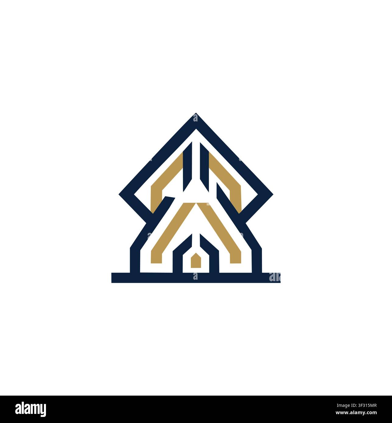 Modern Professional Geometric Architectural House Monogram Logo Design Stock Vector