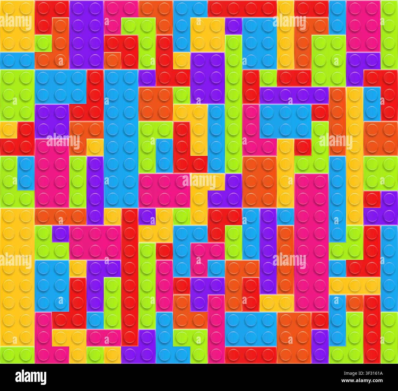 Realistic multicolor plastik constructor background. Play and build concept. Vector illustration Stock Vector
