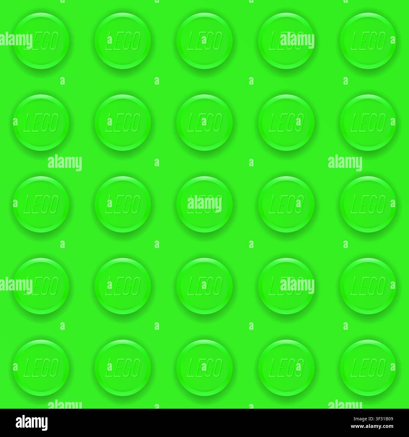 Realistic green Lego plastik constructor seamless background texture. Vector editorial illustration Stock Vector