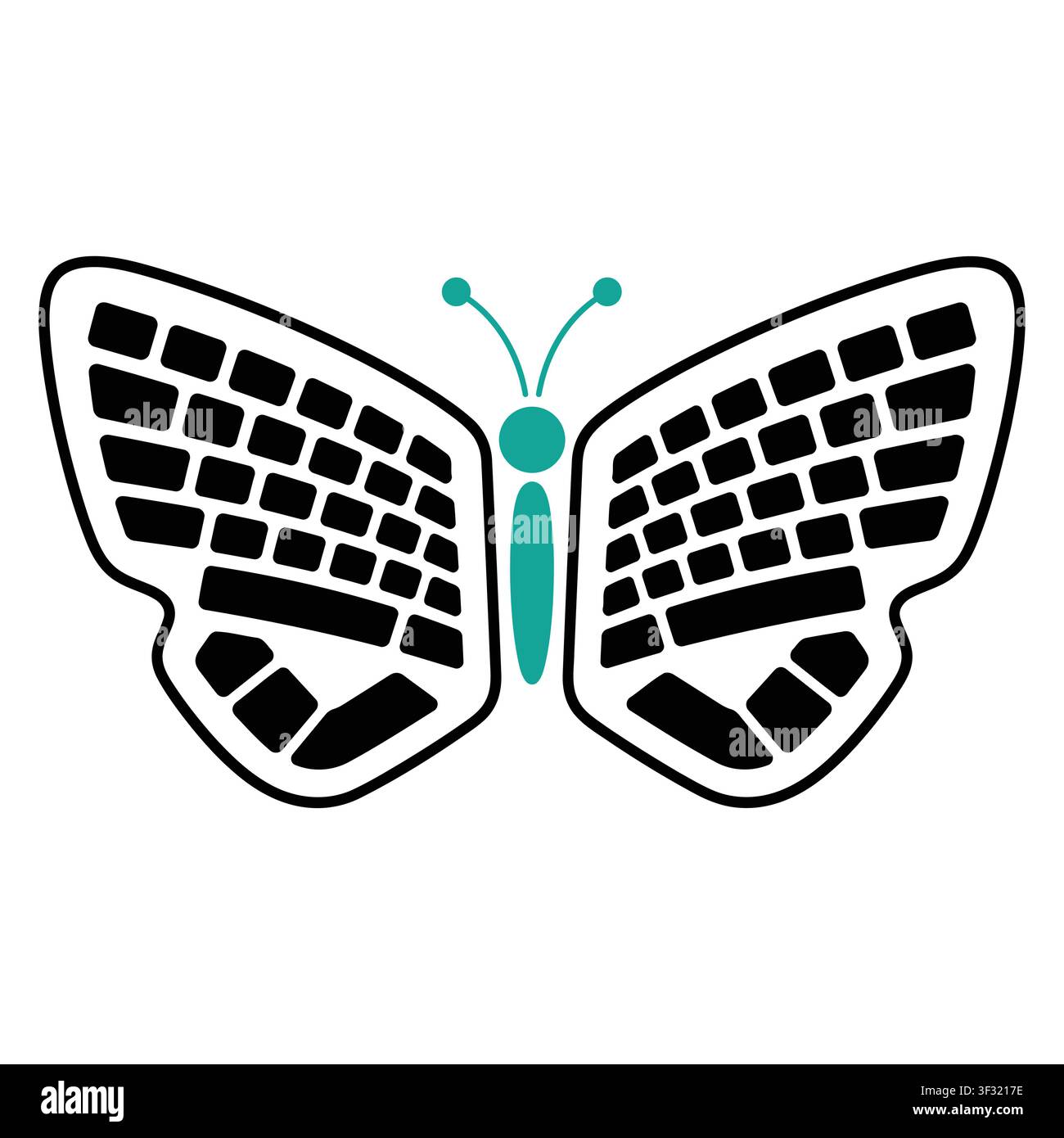 Creative Butterfly Wings Made from Computer Keyboard Keys Vector Illustration Stock Vector