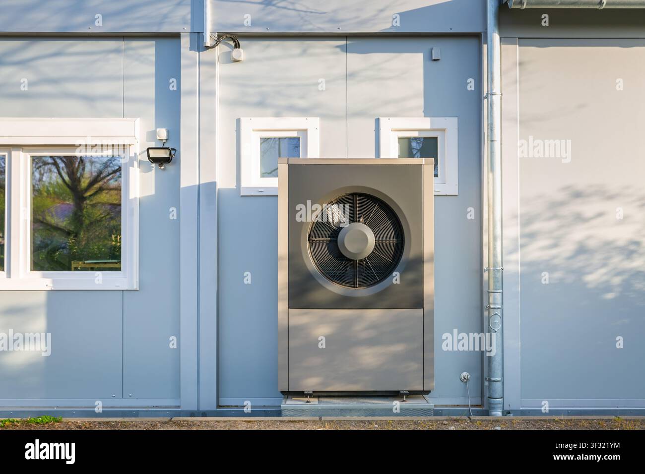 Split heating and cooling pump installed on public building Stock Photo