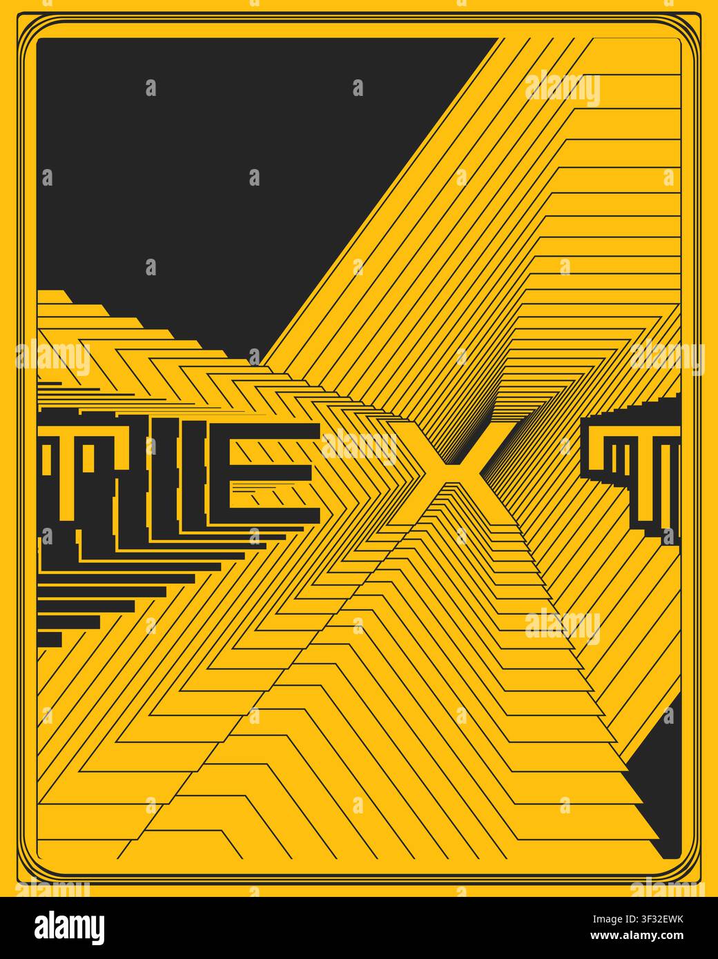 Geometric type poster dynamic zigzag visual effect abstract type arrangement with sharp zigzag forms balanced spacing and bold visual energy Stock Vector