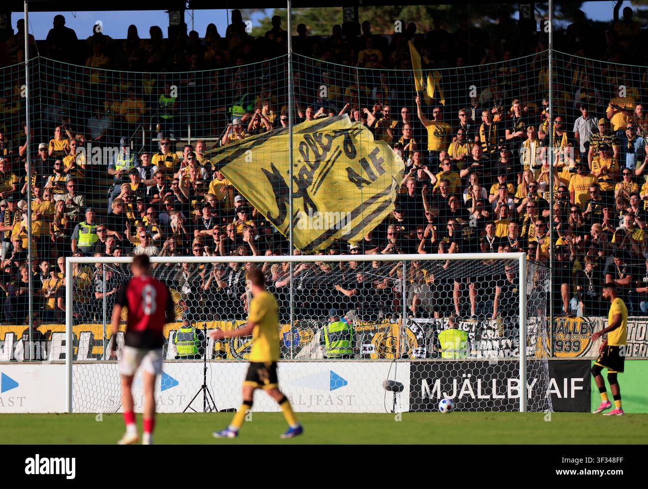 Text Coding Informational Text SÖLVESBORG, SWEDEN 20260721Mjällby fans during Tuesday's football match ...