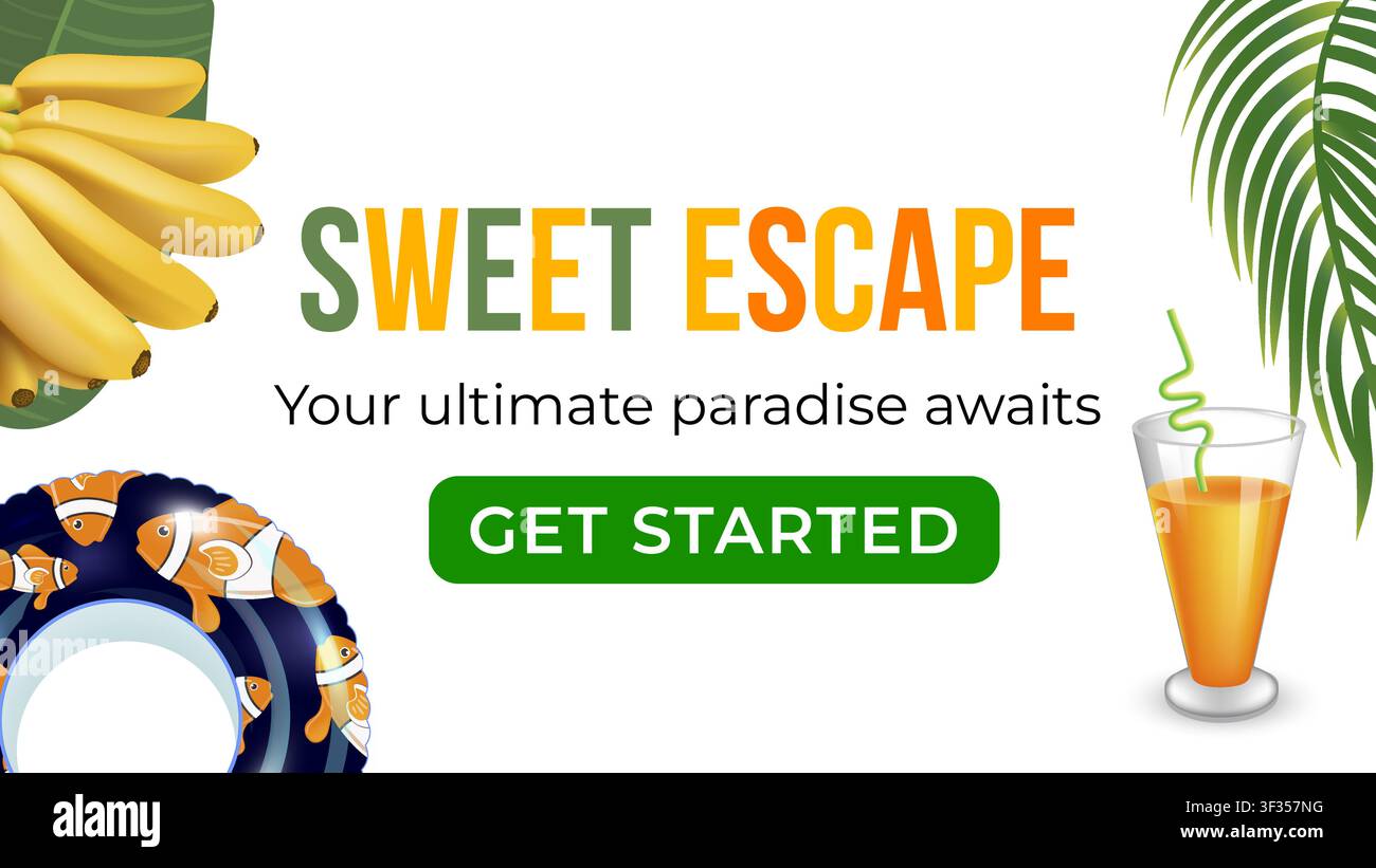 Ad Banner for Vacation with tropical elements Stock Vector