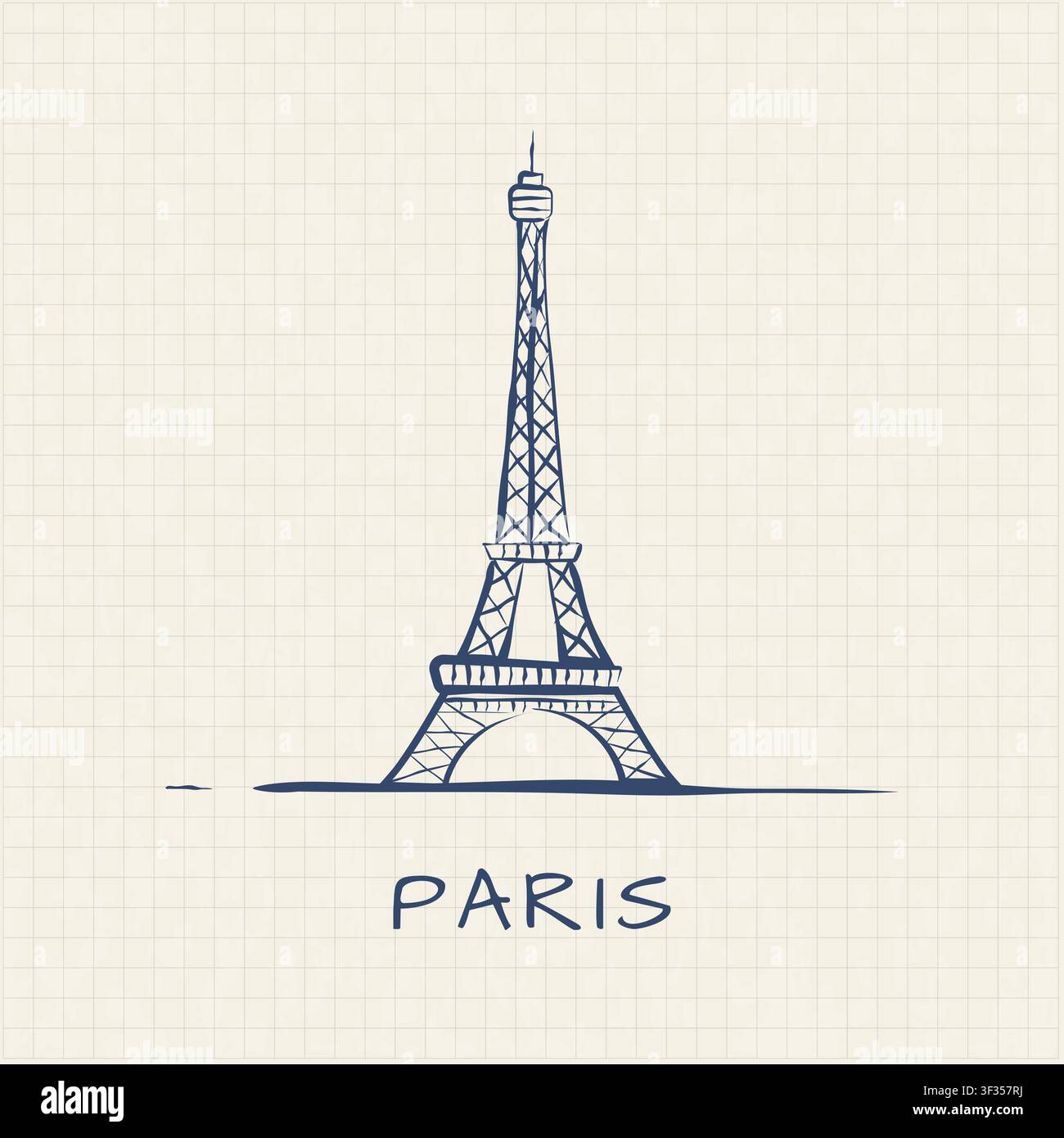 Paris old box papper illustration style Stock Vector