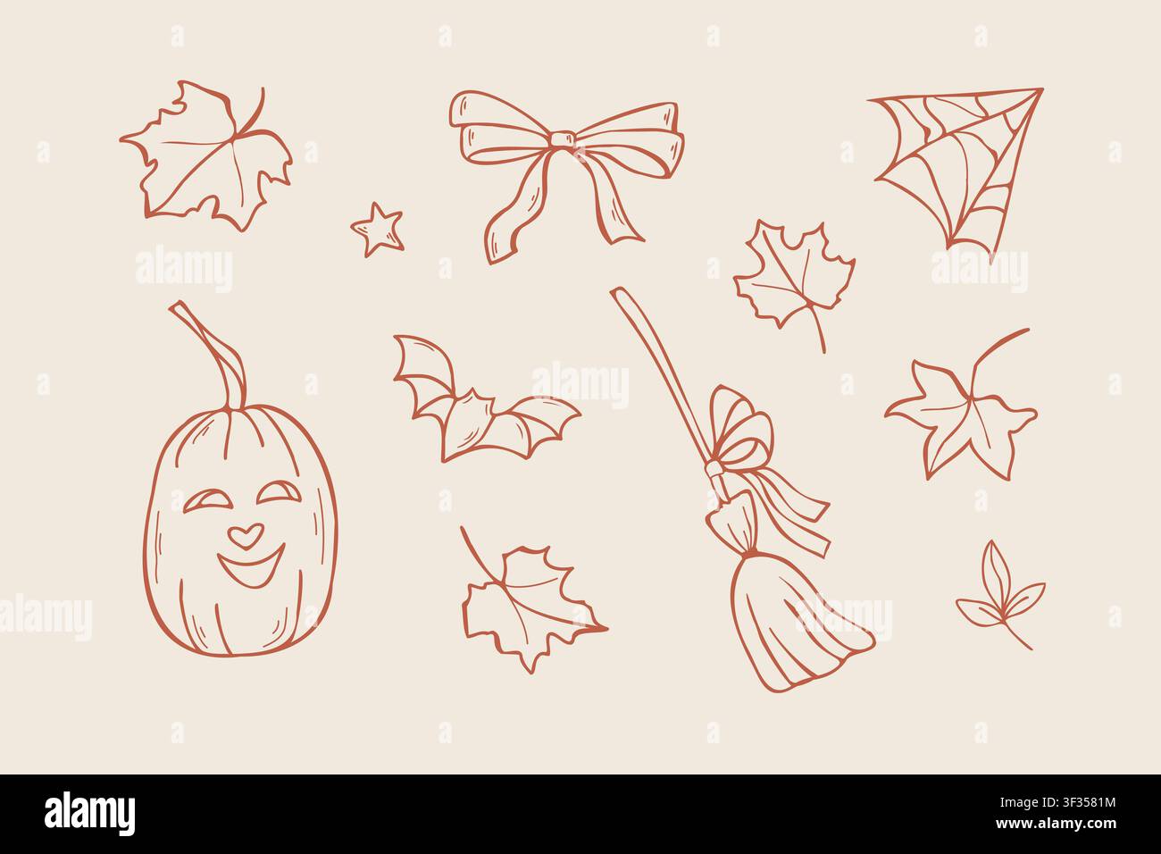 Hand drawn Halloween elements and spooky cute doodle set Stock Vector