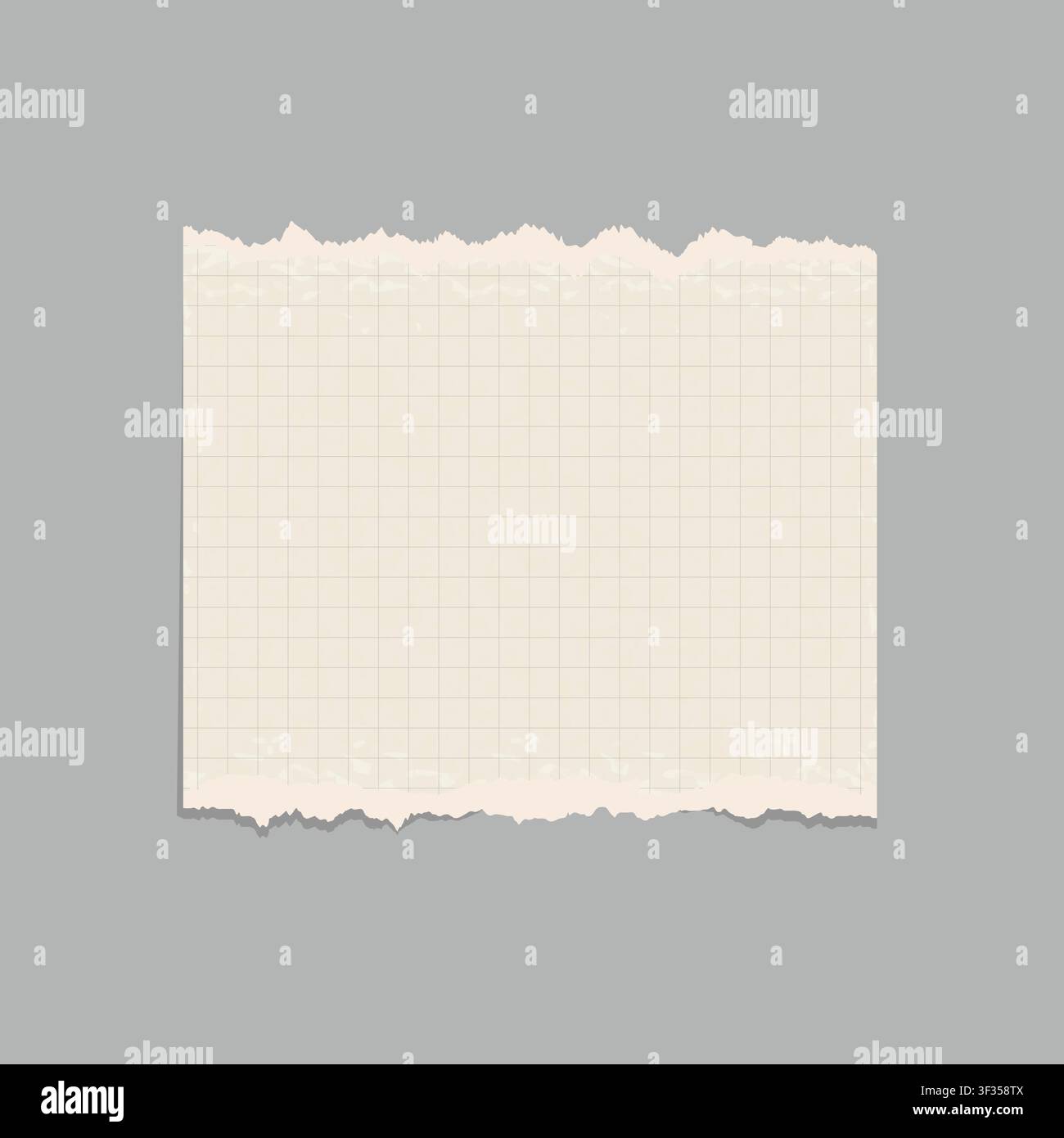Torn paper from two sides with notebook in a box pattern Stock Vector