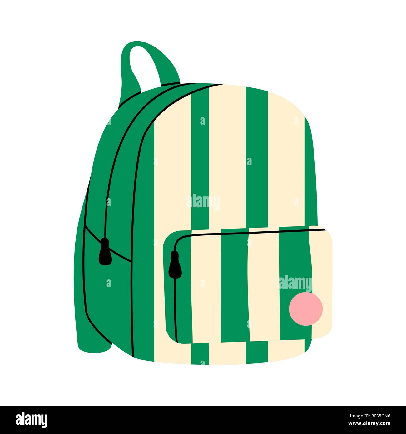 Cute green striped school backpack vector Stock Vector