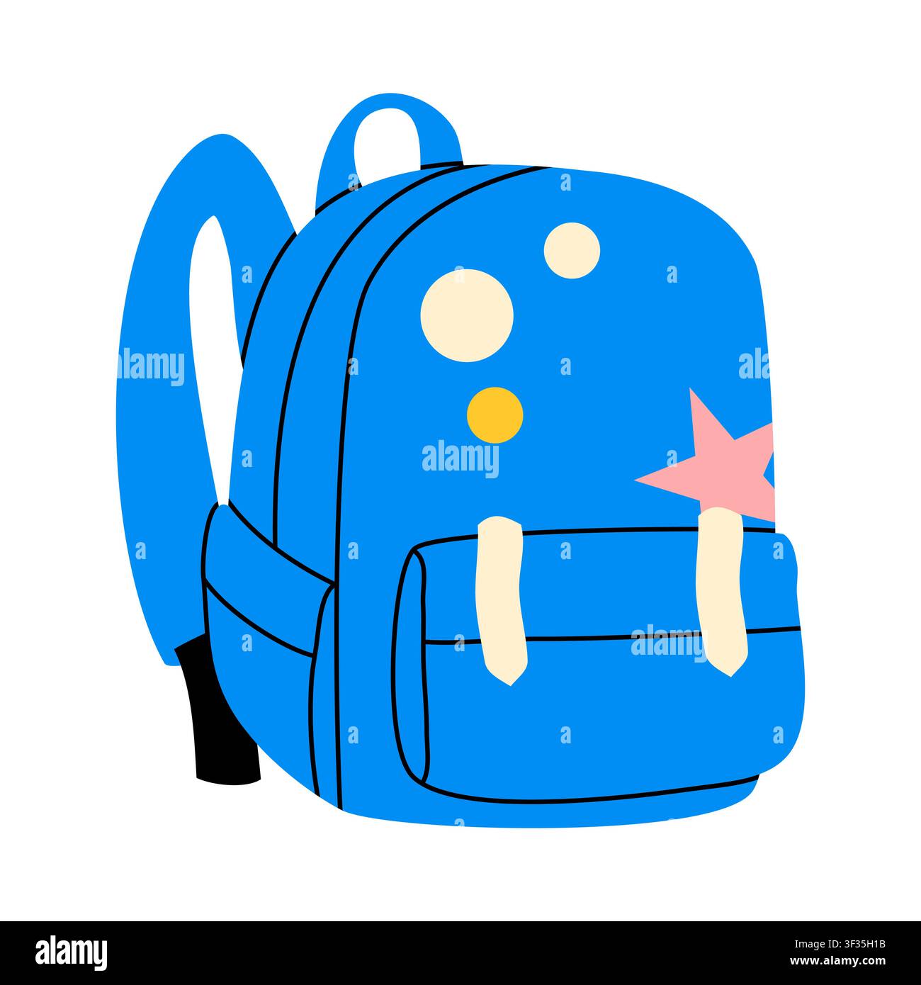 Cute blue school backpack with star pattern Stock Vector