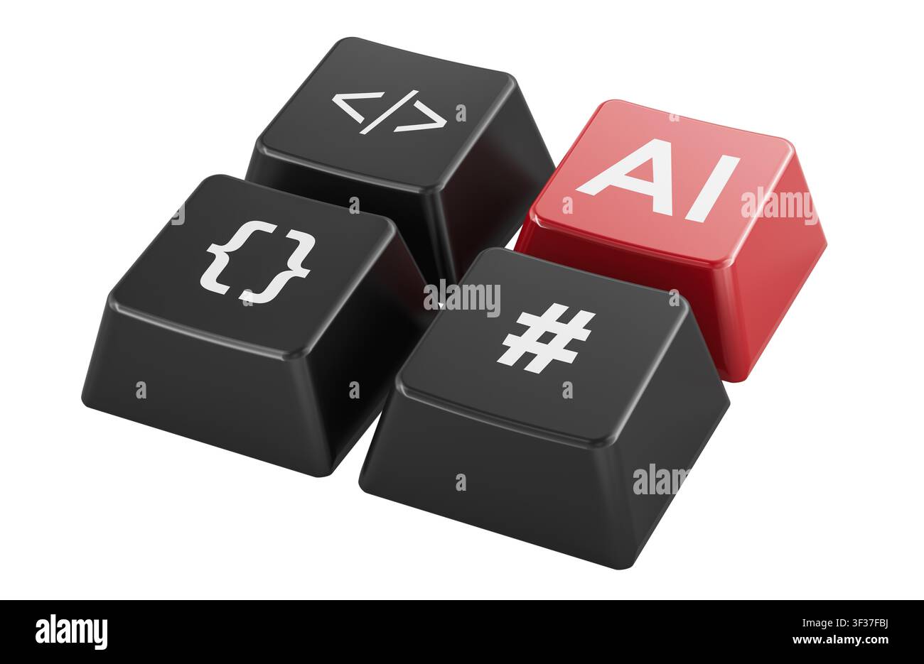 AI keyboard keys for programming, 3d rendering isolated on white background Stock Photo