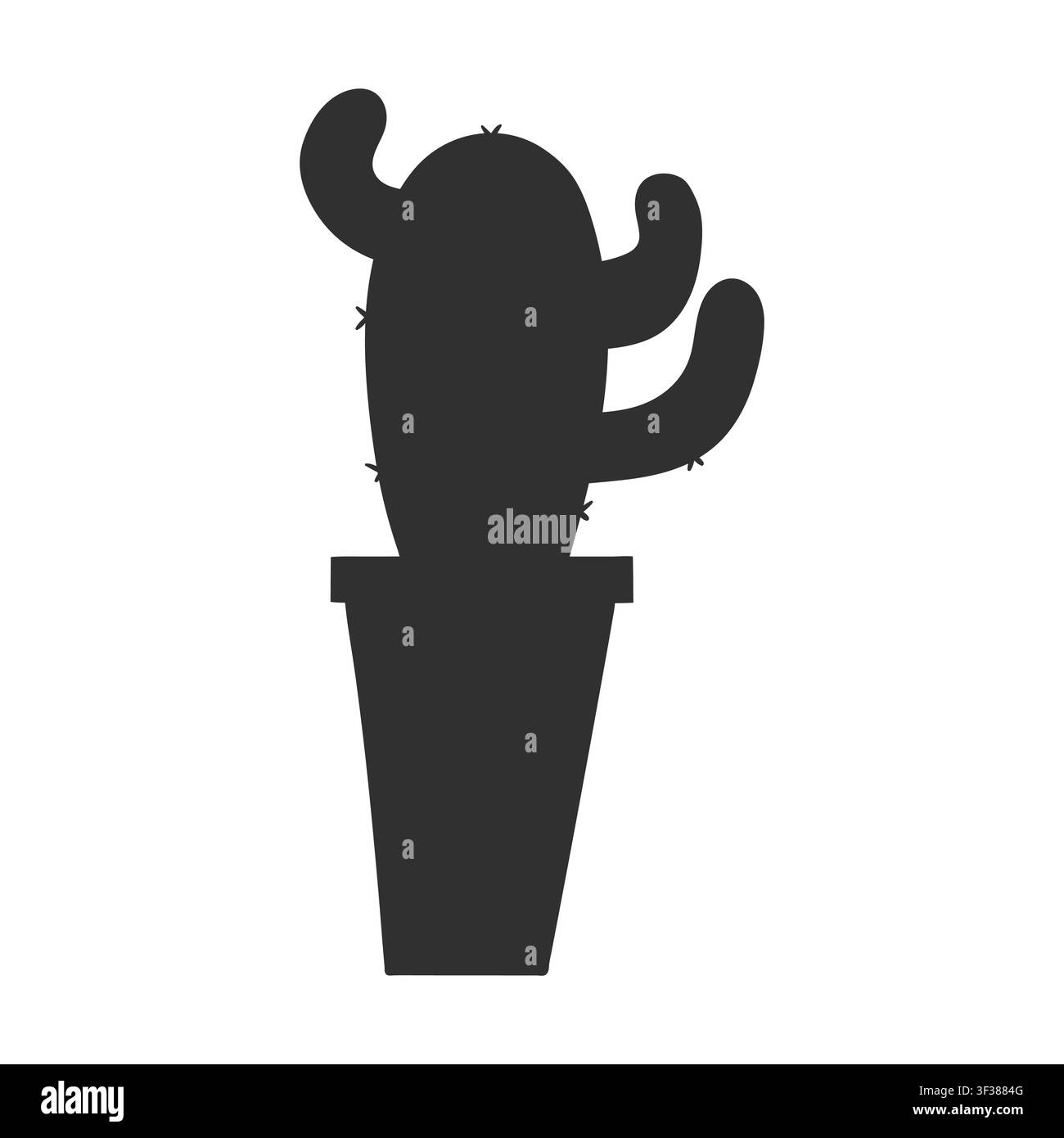 Isolated black silhouette of a cactus in a pot. Simple flat vector design style, minimalist and bold shape Stock Vector