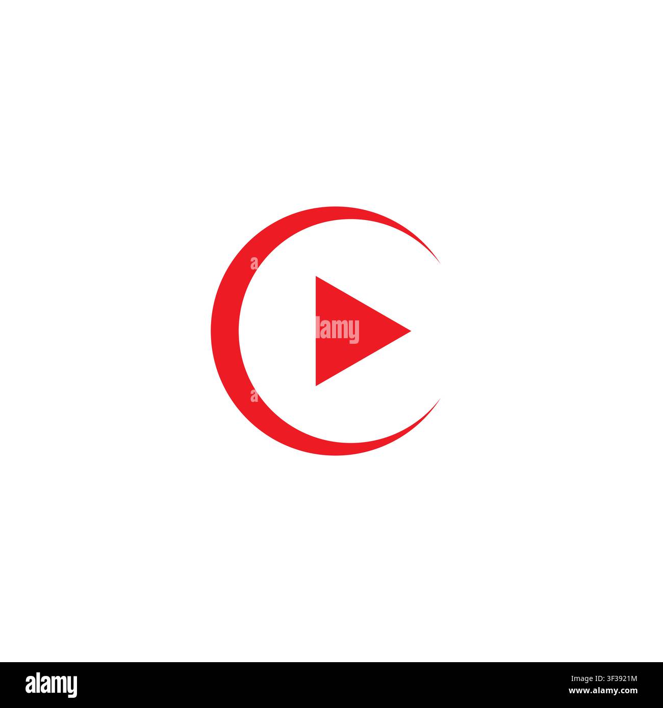 Play button icon vector. Red Play button icon on white background. Vector illustration Stock Vector