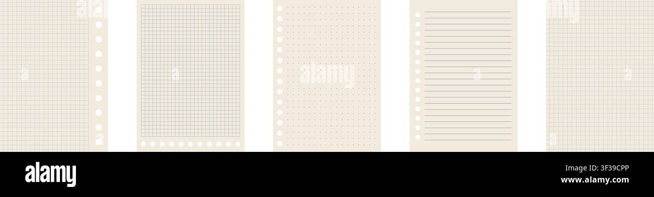 Copybook Notebook Notepad Paper Grid Lined Squared Plan Page Paper Vector Note Set Blank Post Label Stock Vector