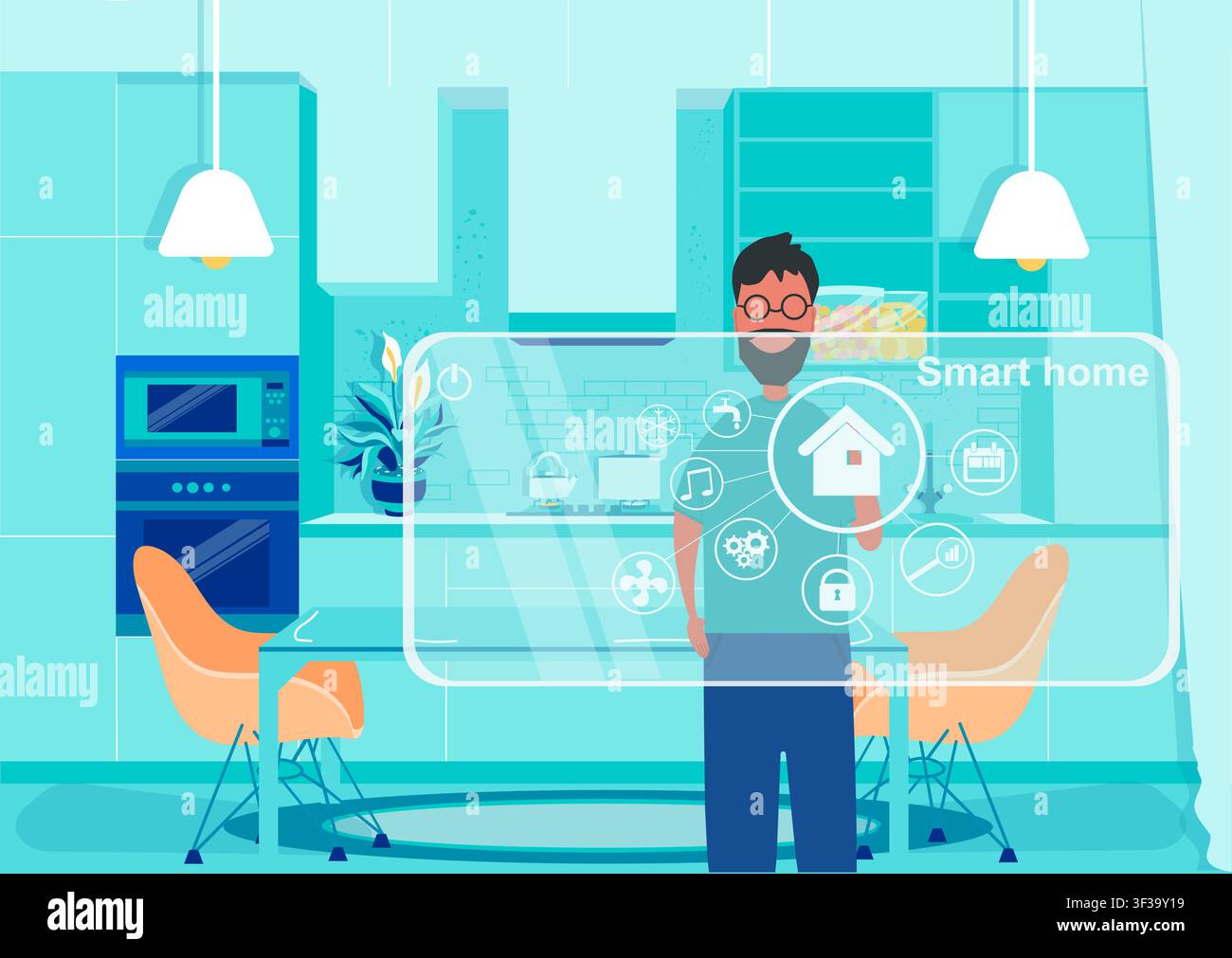 Person choose Smart home technology easy to control Stock Vector