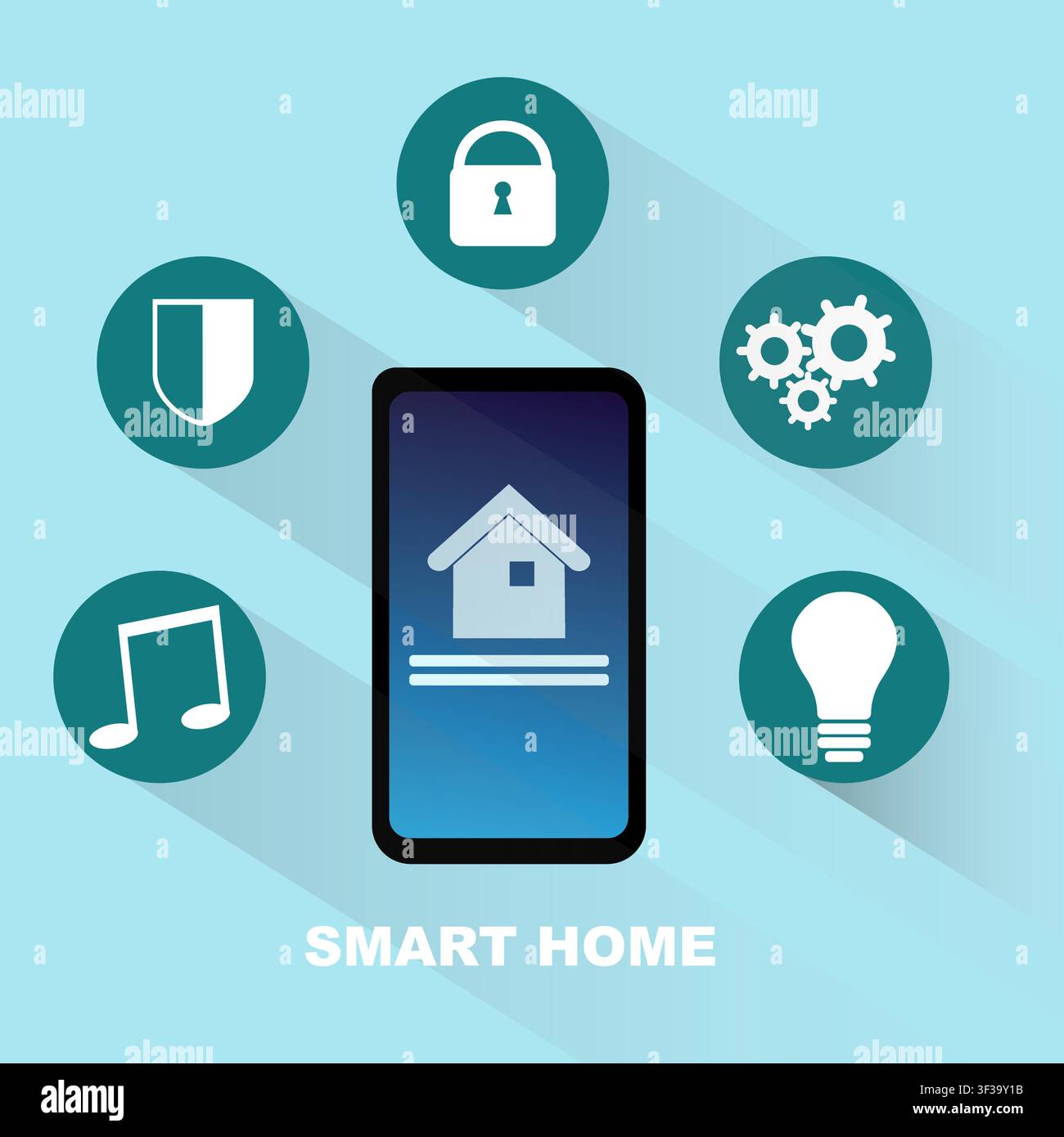 Easy to control your smart home with smartphone Stock Vector