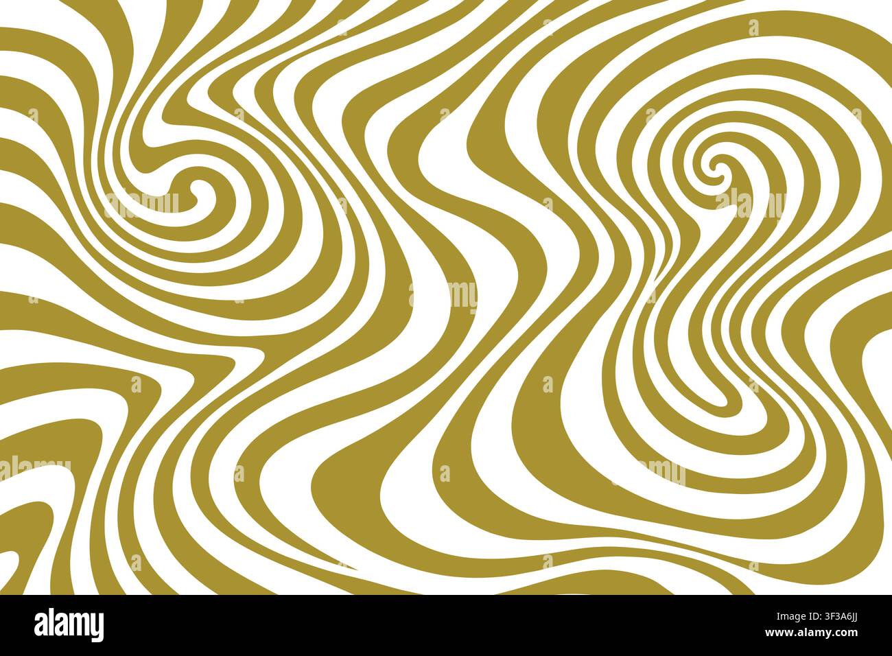 Abstract Wavy Psychedelic Optical Line Pattern Background Golden Vector Stock Vector