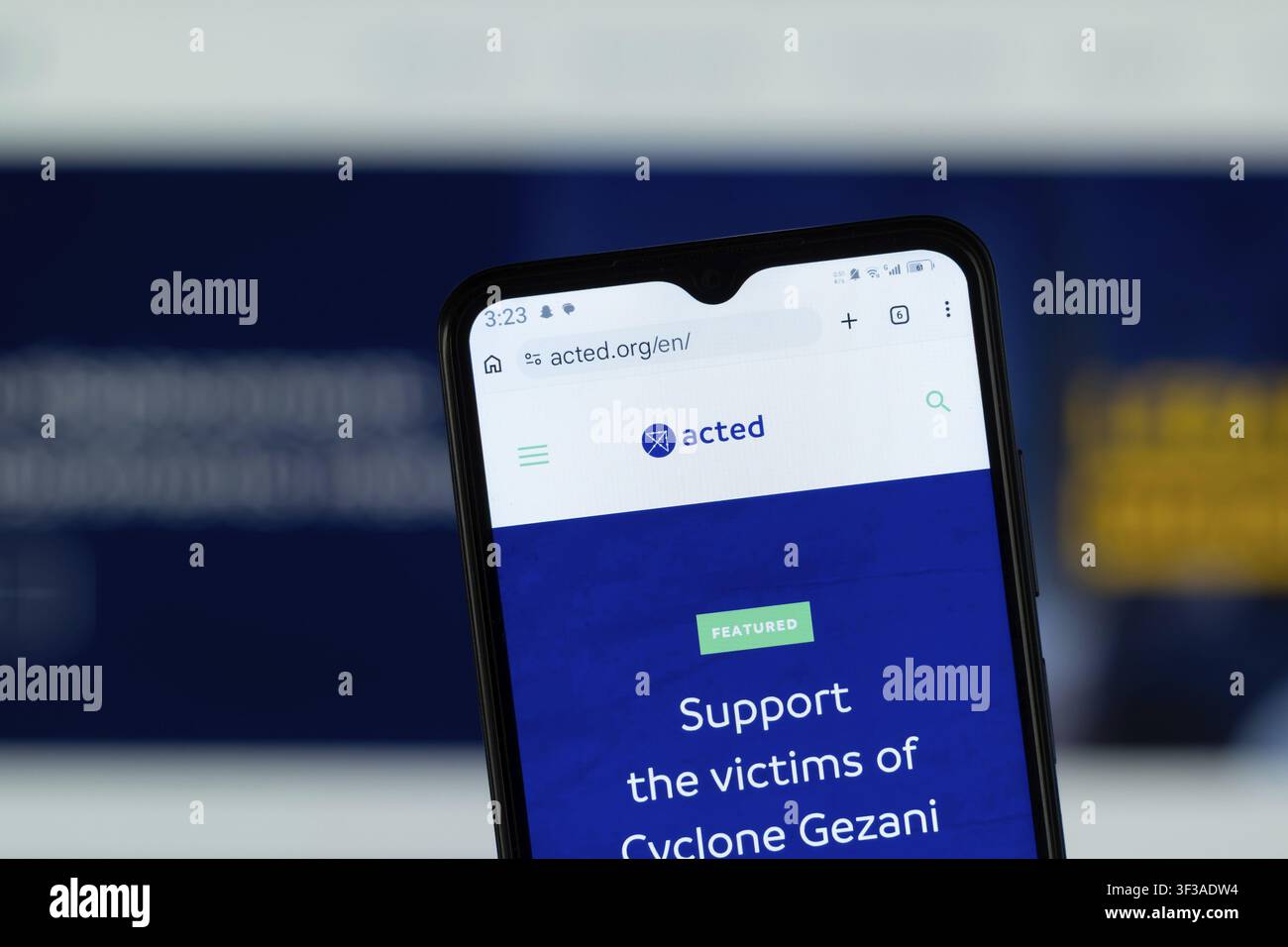 Paris, France - 12 July 2026: Close-up of ACTED homepage on a smartphone Stock Photo