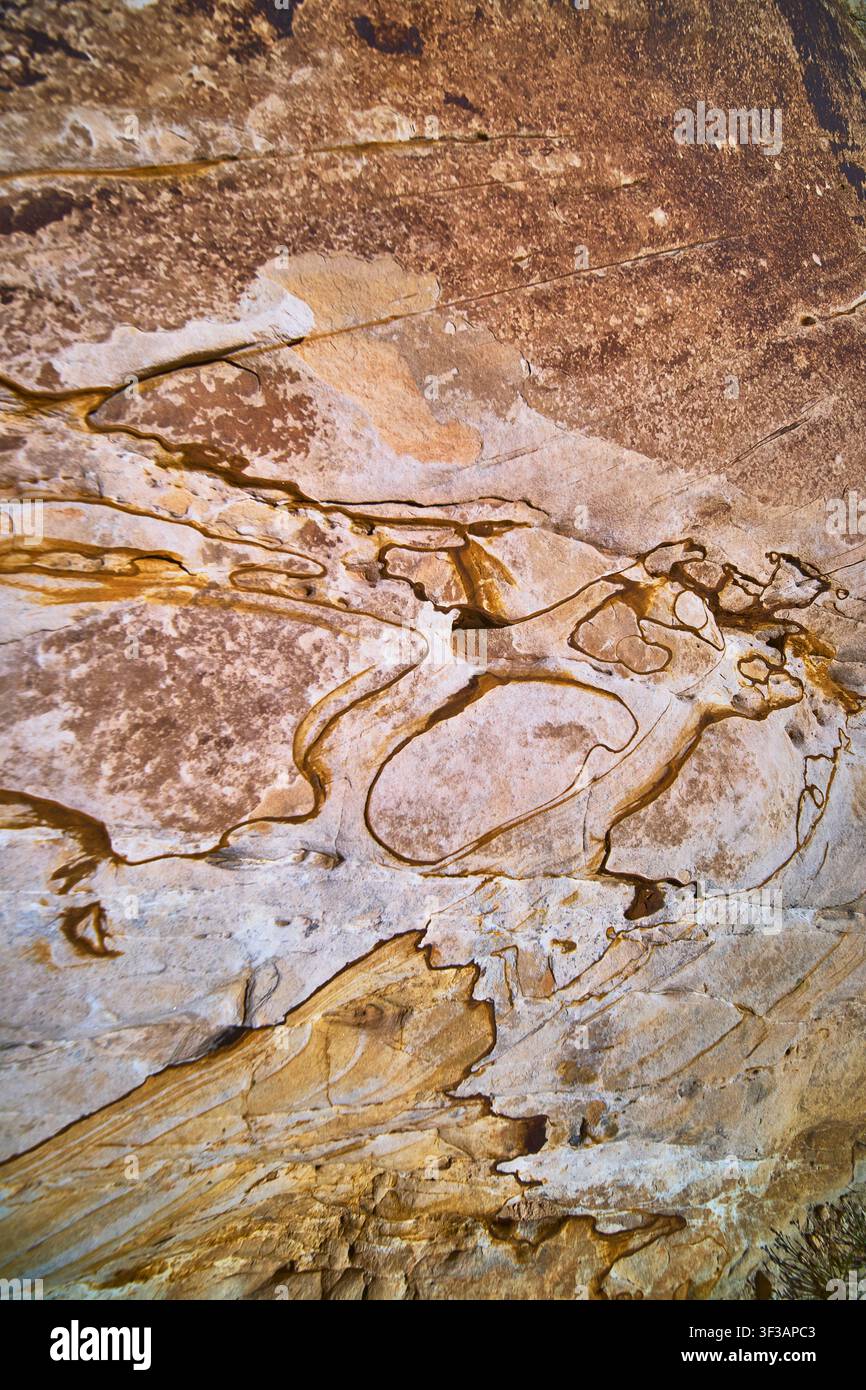 Abstract Sandstone Patterns and Erosion Texture Close Up Natural Rock Surface Stock Photo