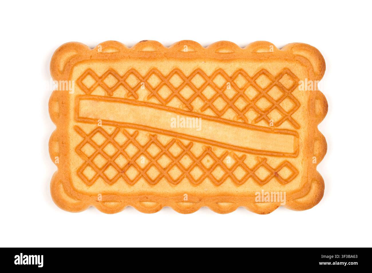 Rectangular biscuits on a white background. One close-up cookie. Stock Photo