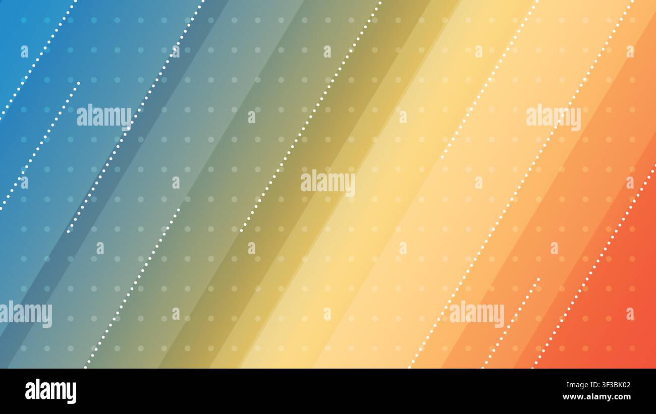 Abstract geometric shapes pastel background featuring a vibrant to orange gradient and dotted lines Stock Vector