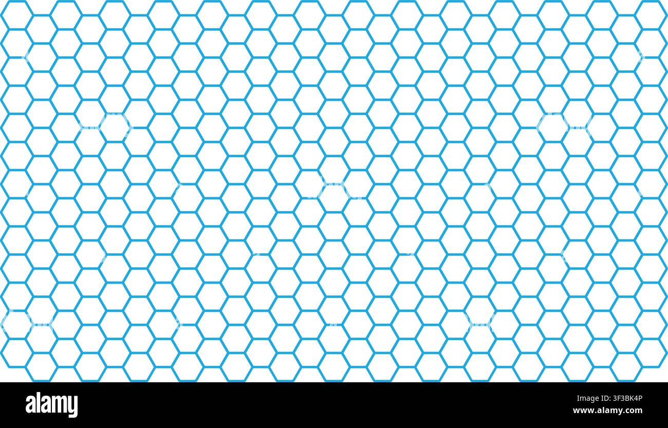 Blue geometric hexagonal line pattern isolated on transparent background, Tech honeycomb grid Stock Vector