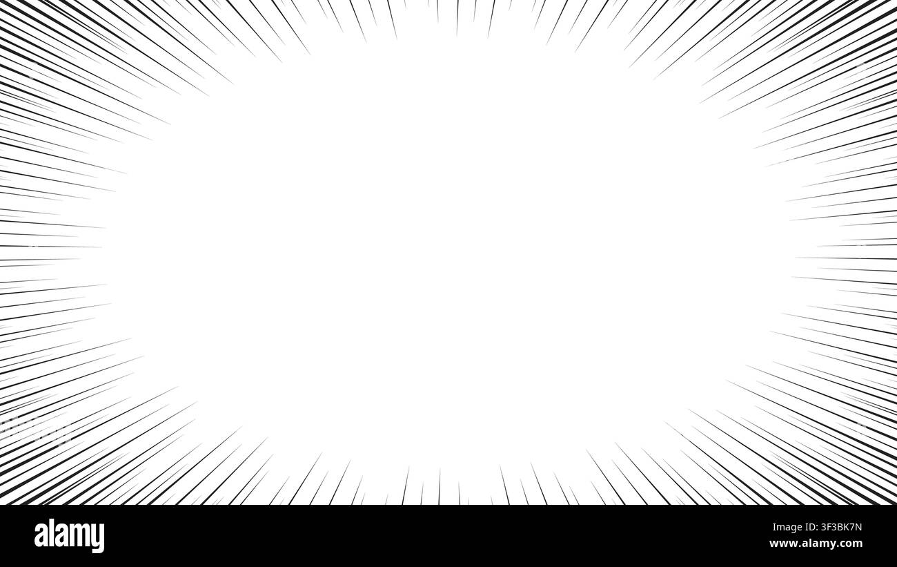 Black radial speed lines on transparent background. Abstract comic book action effect frame Stock Vector