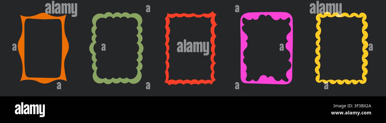 Colorful Scalloped Border Set Stock Vector