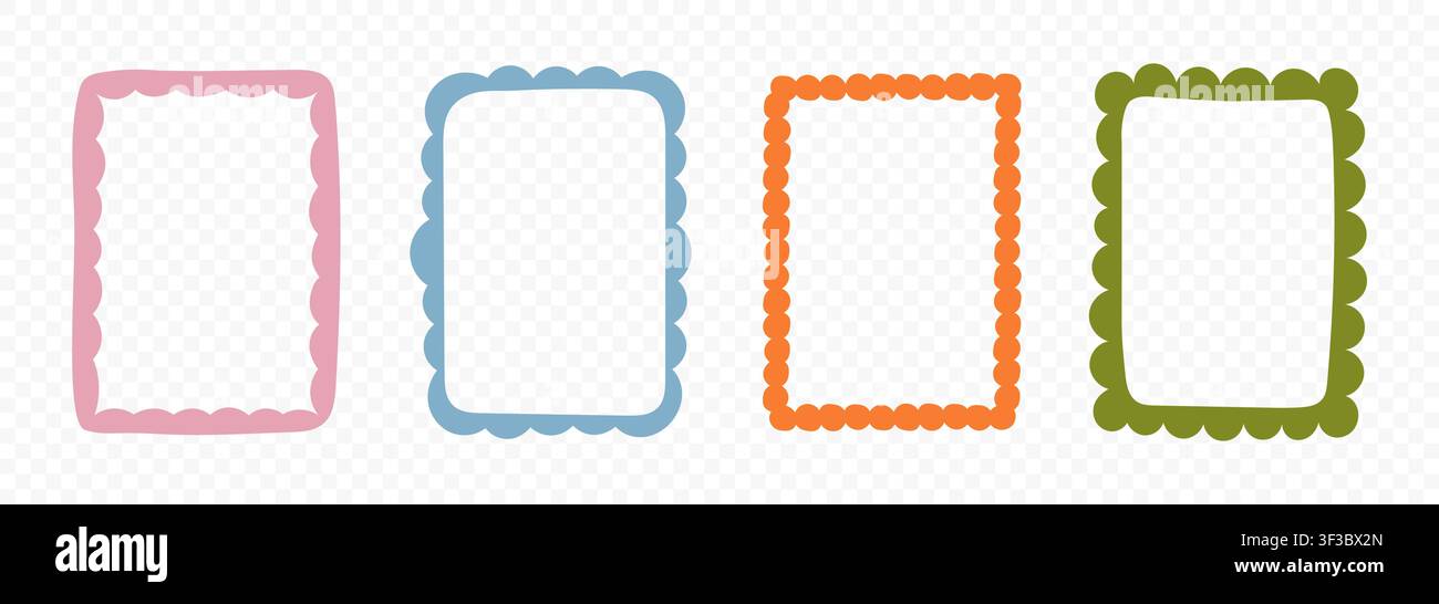 Colorful Hand Drawn Square Frames Collection Stock Vector