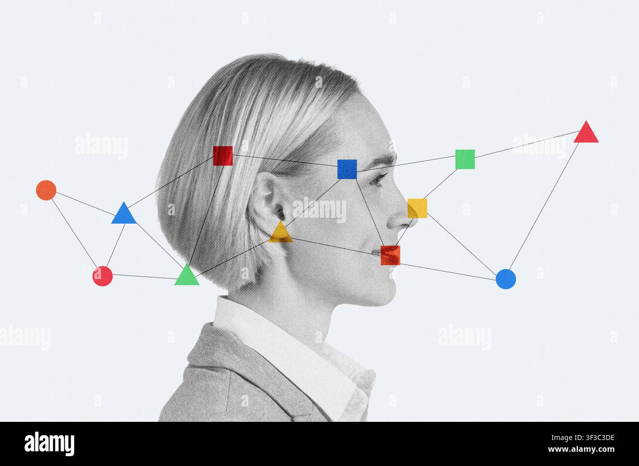 Confident Young Caucasian Woman Analyzing Data Graphs, Business Concept Stock Photo