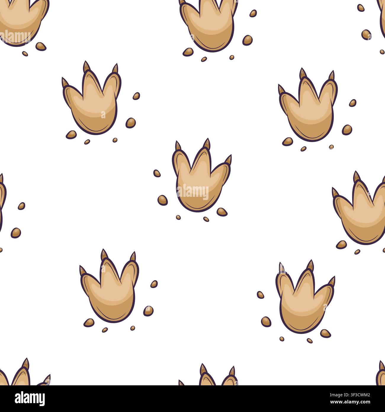 A seamless pattern featuring dinosaur footprints Stock Vector