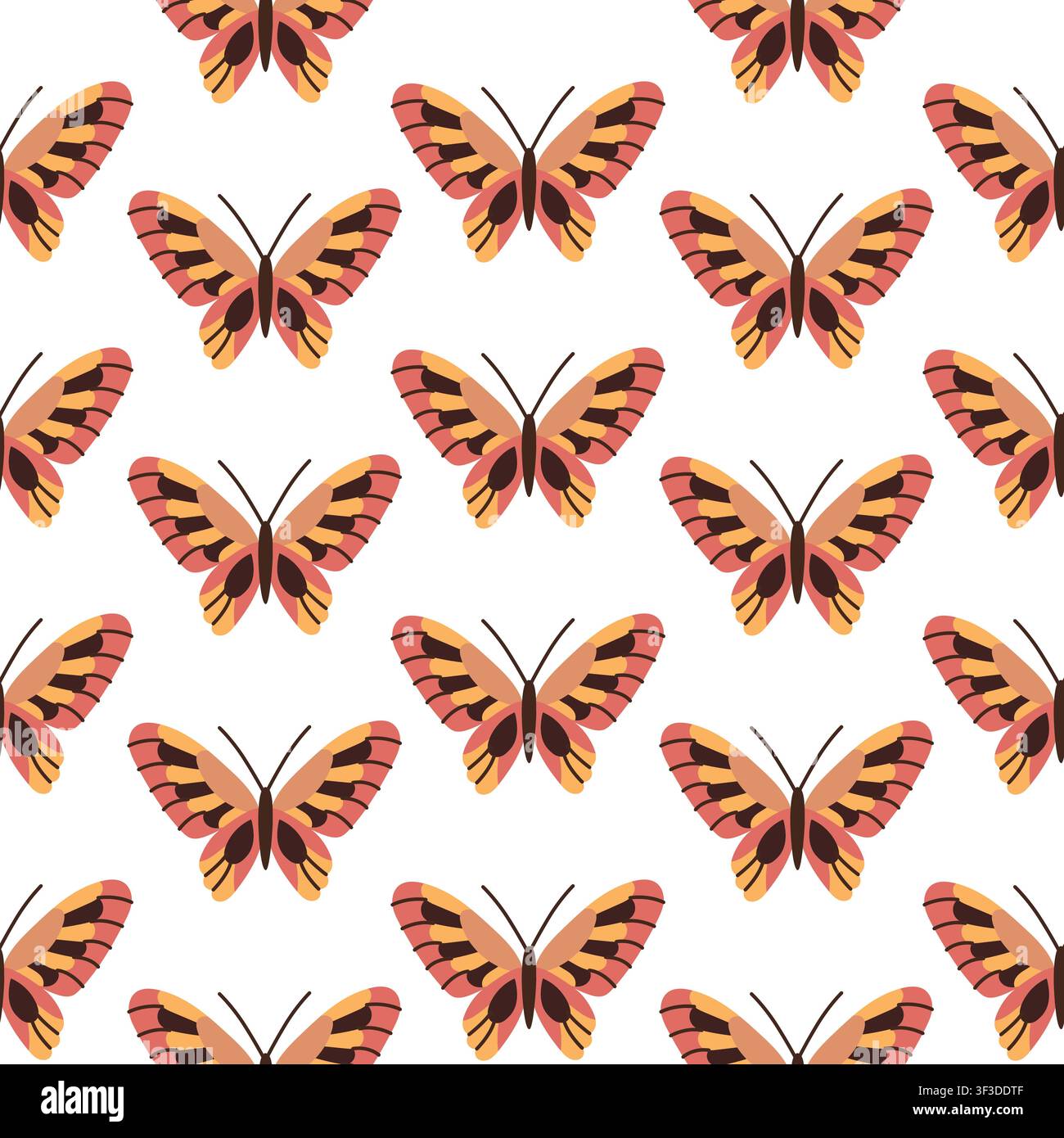 Seamless simple pattern with butterflies Stock Vector