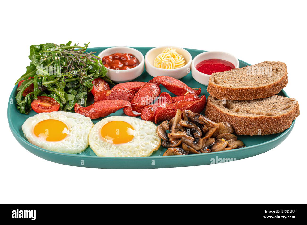 Full English breakfast platter isolated Stock Photo