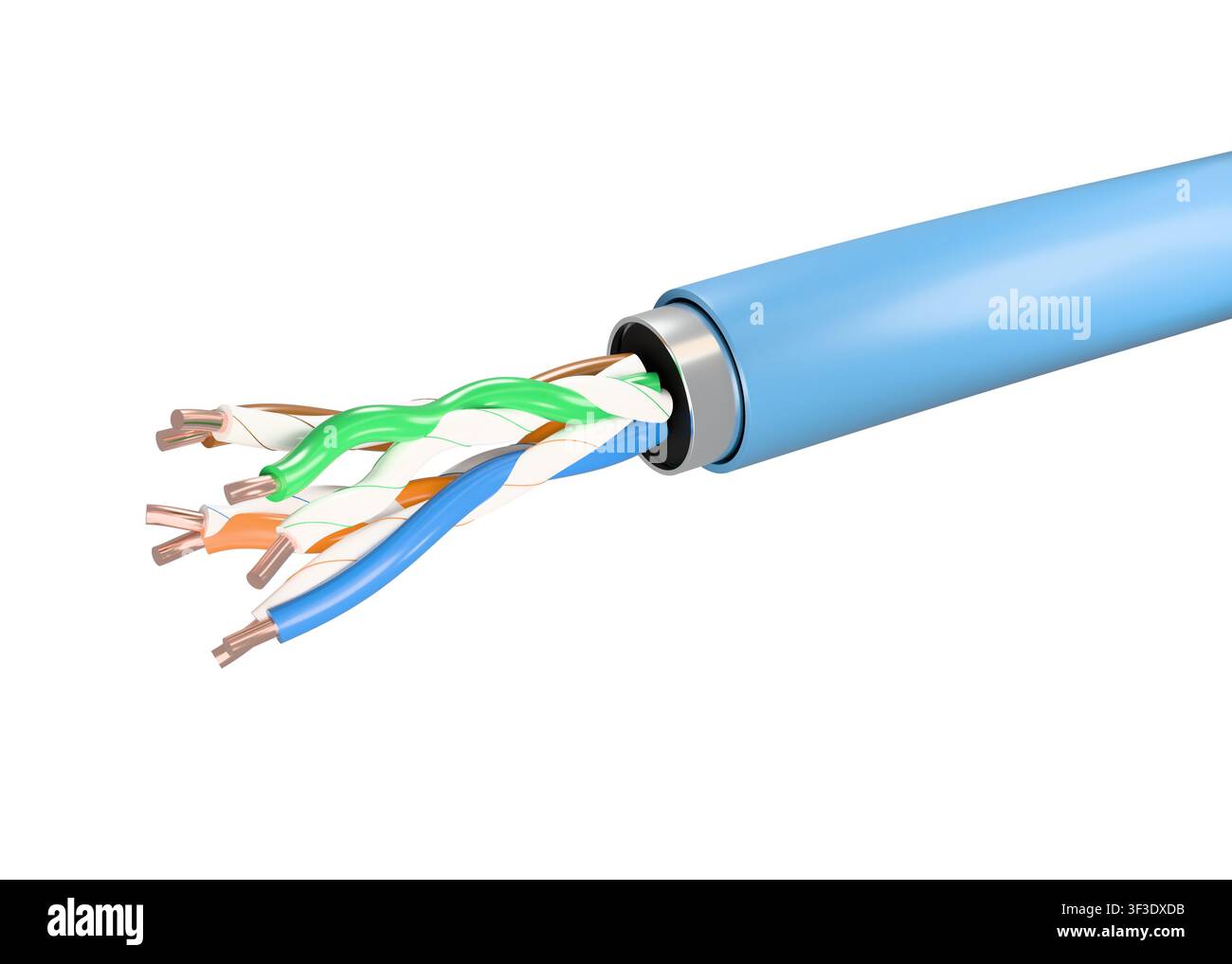 Blue network ethernet data twisted pair cable Stock Photo