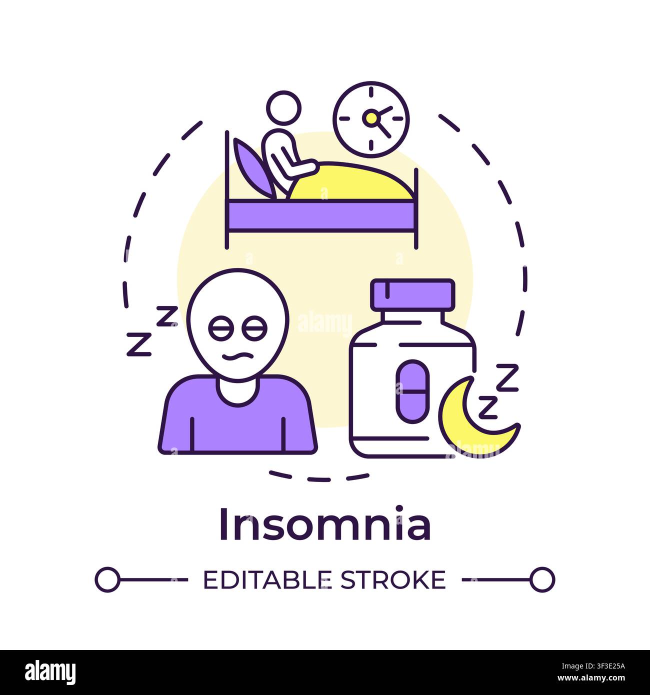 Insomnia multi color concept icon Stock Vector