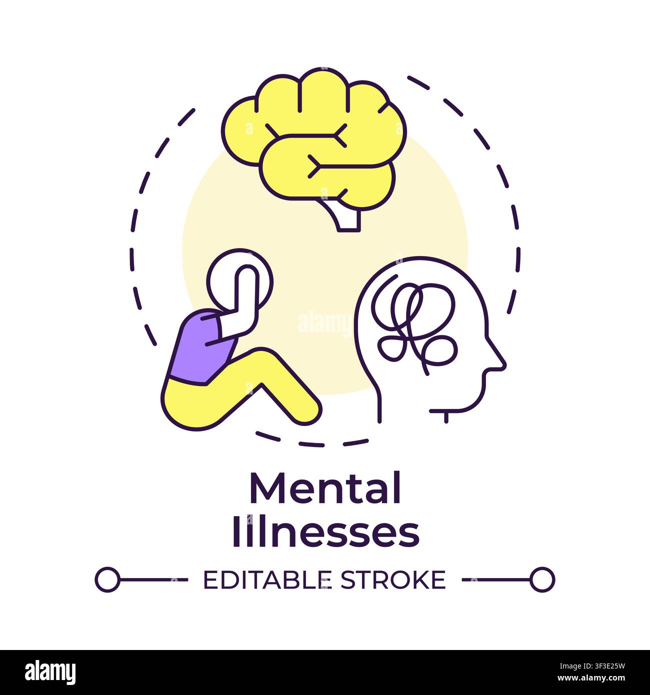 Mental illnesses multi color concept icon Stock Vector