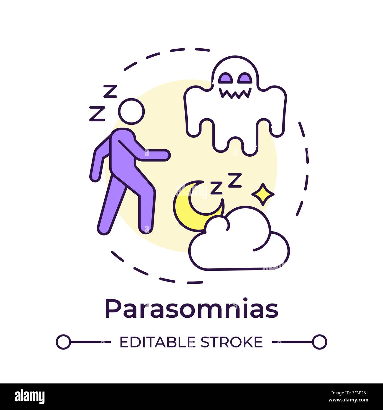 Parasomnias multi color concept icon Stock Vector