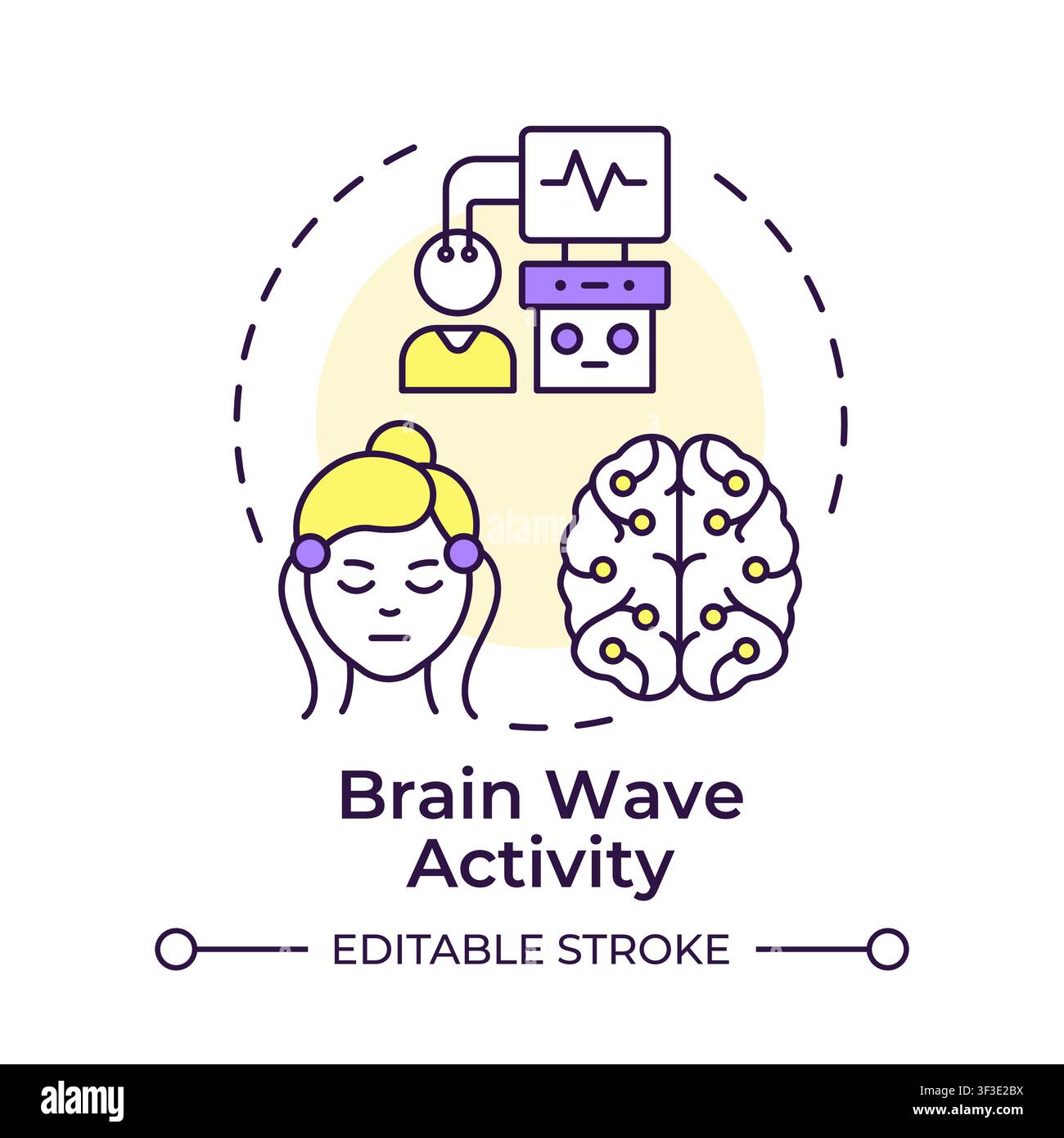 Brain wave activity multi color concept icon Stock Vector
